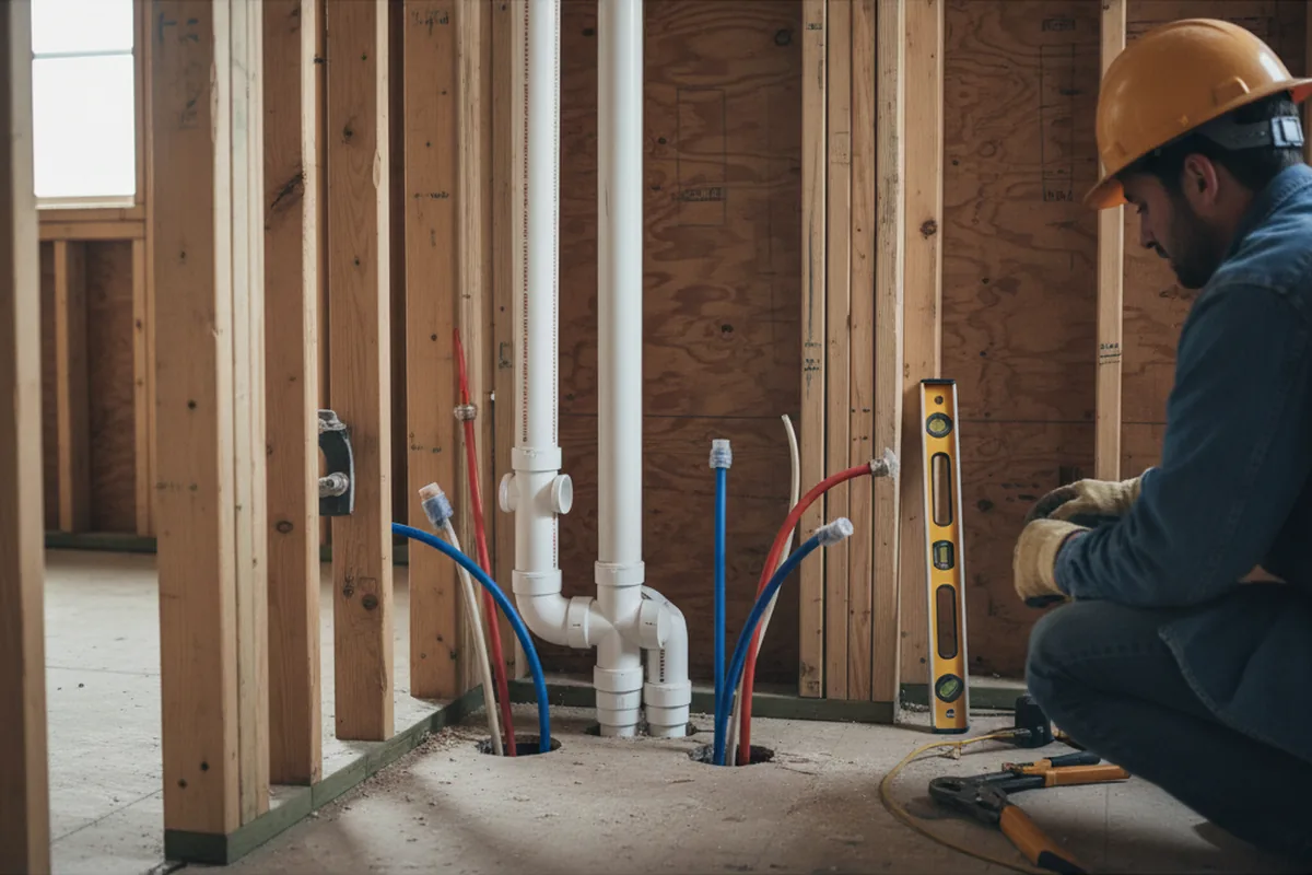 Drain and supply rough-in during Sump Pump Repair in Irwin