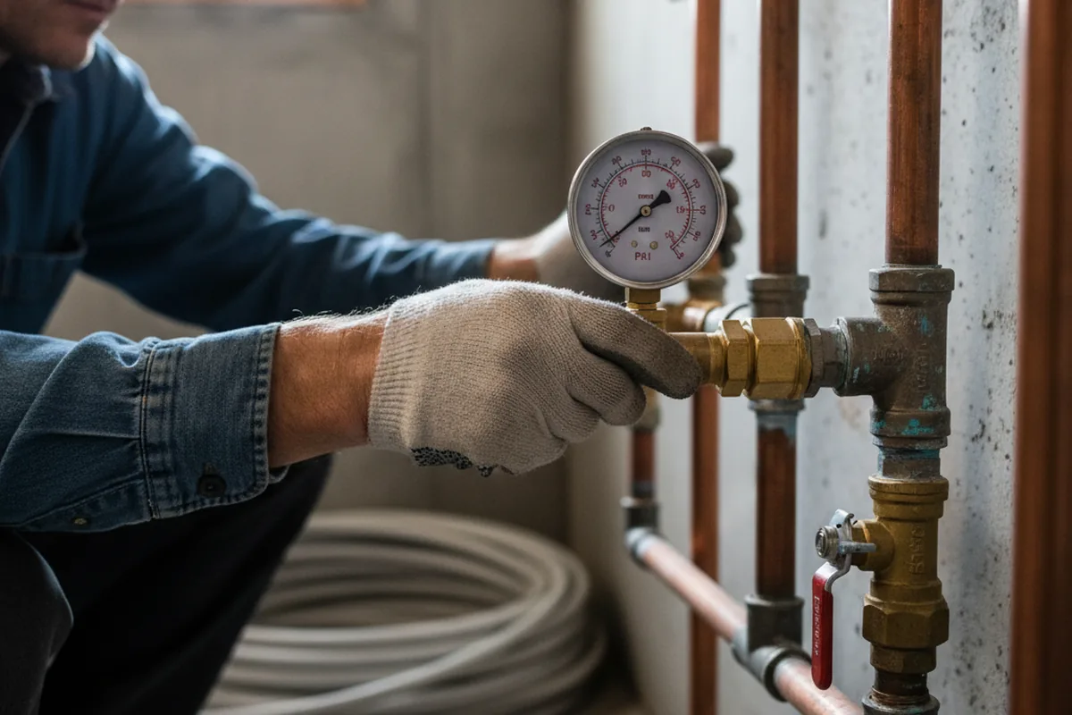 Pressure testing a repaired line during Water Line Repair in Irwin
